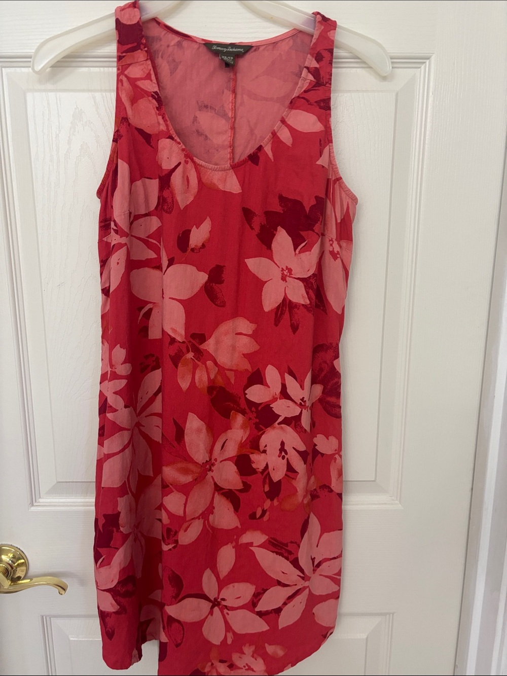 Tommy Bahama Coral Red and Pink Floral Sleeveless Dress